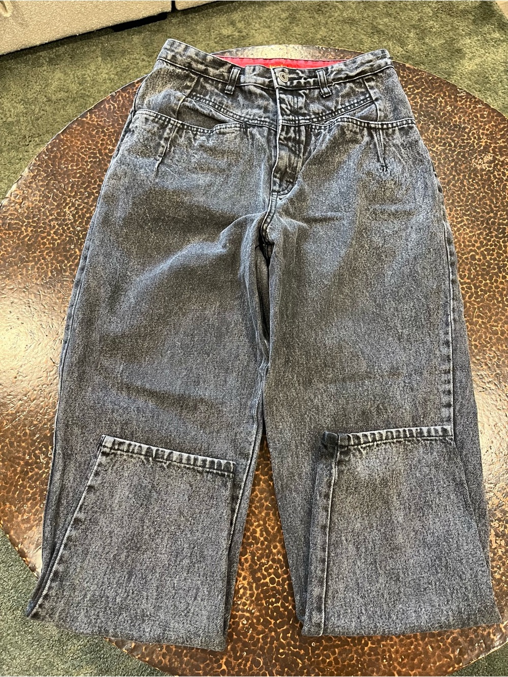 Bonjour VINTAGE Women’s acid washed black Tapered Denim Jeans 100% Cotton sz 12